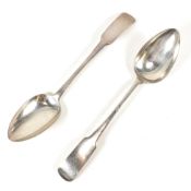 PAIR GEORGE III SCOTTISH SILVER HALLMARKED 1814 SERVING SPOONS.