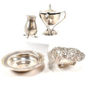 COLLECTION OF HALLMARKED SILVER DISHES & CONDIMENTS