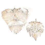 INDIAN SILVER LEAF TREFOIL SERVING DISH & MATCHING SINGLE LEAF DISH TBV