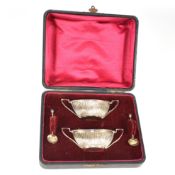 VICTORIAN HALLMARKED SILVER CASED CONDIMENT SET