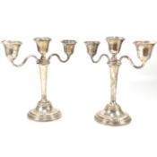 HALLMARKED SILVER PAIR OF TWIN BRANCH CANDELABRA