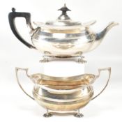 GEORGE V HALLMARKED SILVER TEAPOT & TWIN HANDLED SUGAR BOWL