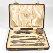 GEORGE V HALLMARKED SILVER CASED VANITY SET