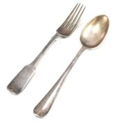 VICTORIAN HALLMARKED SCOTTISH SILVER FORK T/W DUTCH SILVER SPOON
