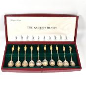 CASED SET OF THE QUEENS BEASTS SILVER HALLMARKED SPOONS