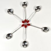 GEORGE V HALLMARKED SILVER CASED SET OF COFFEE BEAN SPOONS TBA