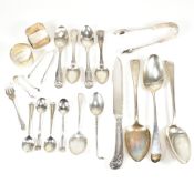 COLLECTION OF HALLMARKED SILVER SPOONS & OTHER FLATWARES