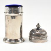 COLLECTION OF HALLMARKED SILVER - CONDIMENT SET, DRESSING TABLE ITEMS, NAPKINS ETC