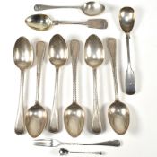 HALLMARKED SET OF 6 SILVER TEASPOONS - T/W OTHER SILVER FLATWARES