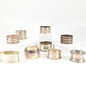 COLLECTION OF 9 HALLMARKED SILVER NAPKIN RINGS