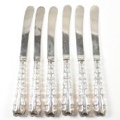 EDWARDIAN HALLMARKED SILVER SET OF 6 FRUIT KNIVES - SHEFFIELD 1904