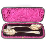 CASED SILVER HALLMARKED BERRY SPOON SET - LONDON 1788