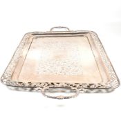 INDIAN SILVER LARGE TWIN HANDLED SERVING TRAY