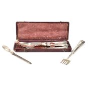 VICTORIAN HALLMARKED SILVER CASED KNIFE FORK & SPOON T/W TOASTING FORK & FILE tbv