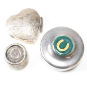 925 SILVER SWEET CHOCOLATE ROLO T/W ENAMEL SET PILL POT & HEART PILL POT