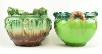 TWO LATE 19TH - EARLY 20TH CENTURY MAJOLICA JARDINIERES