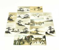 COLLECTION OF JAPANESE HAND PAINTED AND PRINTED POSTCARDS