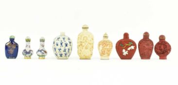 GROUP OF NINE 19TH/20TH CENTURY CHINESE SNUFF BOTTLES