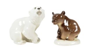 TWO CERAMIC BEARS - POLAR BEAR AND BROWN BEAR
