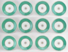 ROYAL WORCESTER - TWELVE CIRCA 1810 REGENCY PORCELAIN PLATES