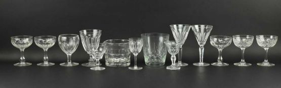 COLLECTION OF 19TH CENTURY FACET CUT WINE GLASSES & OTHERS