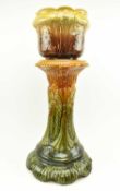 LATE 19TH CENTURY VICTORIAN AESTHETIC MOVEMENT MAJOLICA CERAMIC JARDINIERE STAND