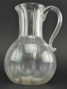 18TH CENTURY WRYTHEN GLASS TABLE JUG WITH KICK HANDLE