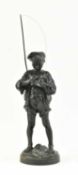 1970S USSR RUSSIAN KASLI CAST FIGURE OF A YOUNG BOY FISHING