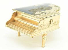 VINTAGE JAPANESE METAL MUSIC JEWELLERY BOX IN THE SHAPE OF A PIANO