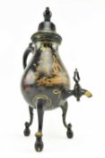 19TH CENTURY BLACK LACQUERED TOLEWARE SAMOVAR LACKING STAND