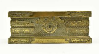 CHINESE BRASS LINED WOODEN BOX WITH HINGED COVER 铜镶木盒