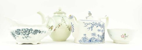 18TH CENTURY PEARLWARE CERAMIC TEAPOT & TWO OTHERS