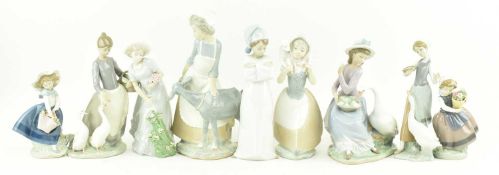 LLADRO & NAO - COLLECTION OF NINE FINE BONE CHINA FIGURINES