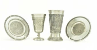 FOUR VINTAGE PIECES OF GERMAN FEINZINN AND REINZINN PEWTER ITEMS