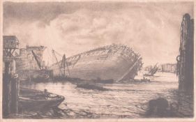 19TH CENTURY MARITIME NAVAL ETCHING ON PAPER
