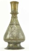 19TH CENTURY INDIAN TINNED BRASS ENGRAVED HOOKAH BASE