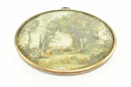 19TH CENTURY VICTORIAN OIL ON PLASTIC PANEL PAINTING OF FOREST SCENE
