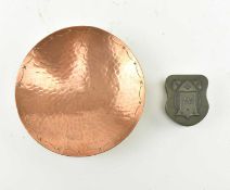 ARTS & CRAFTS HAMMERED COPPER TRINKET DISH & NOUVEAU PIN BOX