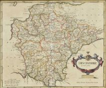 DEVON. MORDEN, ROBERT:- LATE 17TH CENTURY HAND COLOURED MAP OF DEVONSHIRE