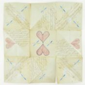 1857 VICTORIAN PAPER PUZZLE PURSE LOVE LETTER