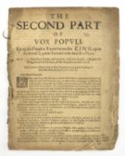 CIVIL WAR. 1642 THE SECOND PART OF VOX POPULI SCARCE PAMPHLET