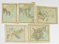 ASIA & AUSTRALIA. FIVE 18TH CENTURY HAND COLOURED MAPS