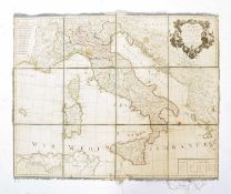 EUROPE. 1802 FRENCH MAP OF ITALY BY DEZAUCHE BACKED ON LINEN
