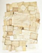 INDENTURES & COURT DEEDS. BOX OF 17TH CENTURY & LATER DEEDS ON VELLUM