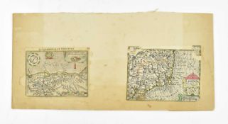 TWO 17TH CENTURY MOUNTED & HAND COLOURED MAPS