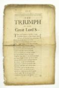 1701 THE TRIUMPH OF THE GREAT LORD S-. SCARCE PAMPHLET