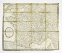 FRANCE. 1822 CARTE ITINERAIRE DE FRANCE BACKED ON LINEN, BY J. GOUJON