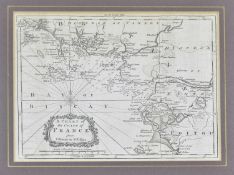 FRANCE. 18TH CENTURY COPPER ENGRAVED MAP OF FRANCE FROM THE LONDON MAG