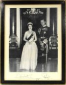 HM QUEEN ELIZABETH II & HRH PRINCE PHILIP - 1965 AUTOGRAPHED PHOTOGRAPH