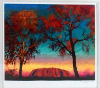 ROLF HARRIS (1930-2023) - ULURU SUNSET - WASHINGTON GREEN PRINT